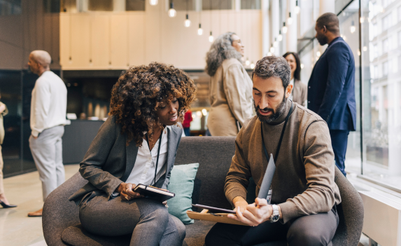 Co-workers having fun in the office
