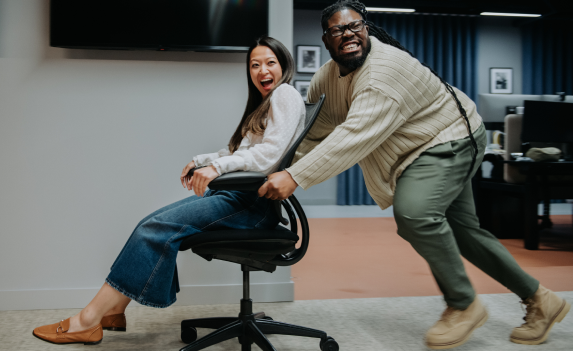 Work colleagues reviewing a project
